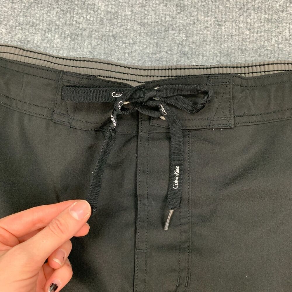 Calvin Klein Boardshorts Mens XL Extra Large Black Drawstring Lined Swim Trunks - Picture 4 of 13